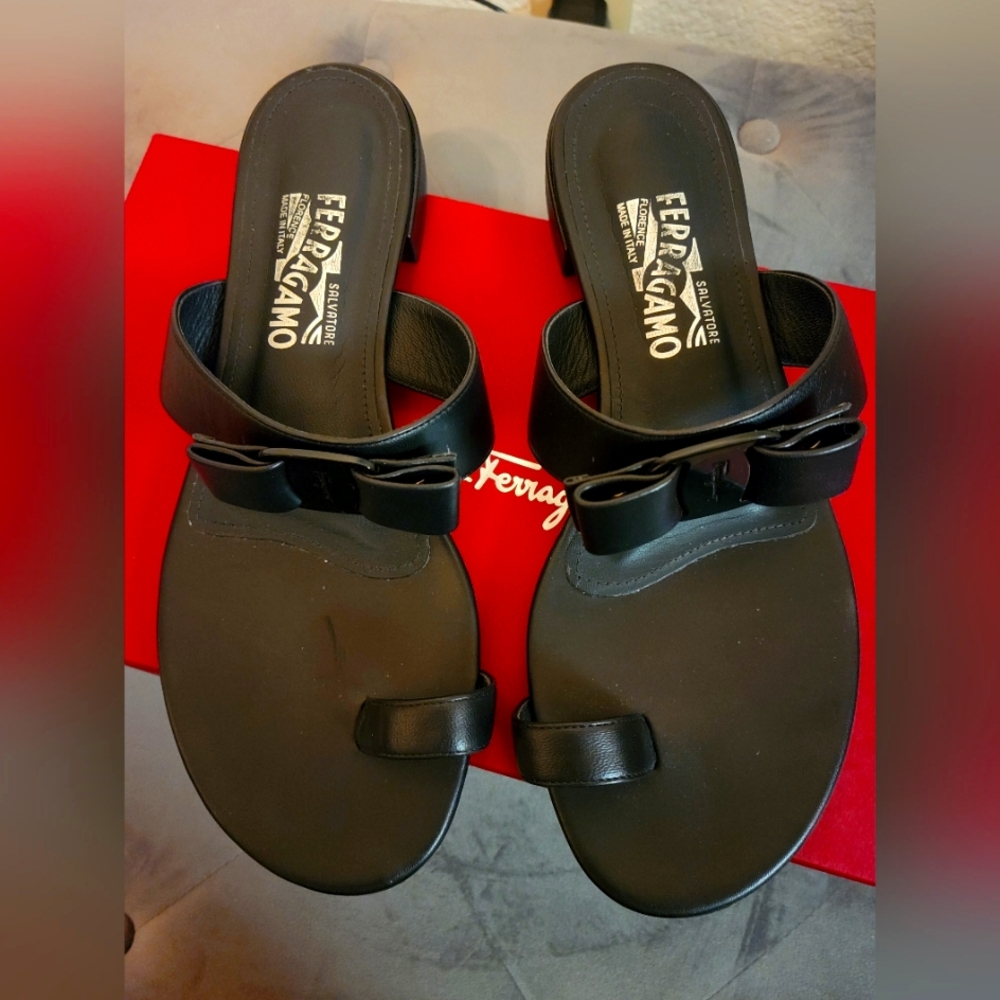 Salvatore Ferragamo Toe Loop Sandals.